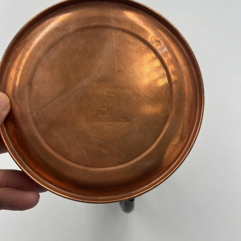 Vintage Copper And Brass‎ Revere Ware Tea Kettle Wood Handle Double Circle